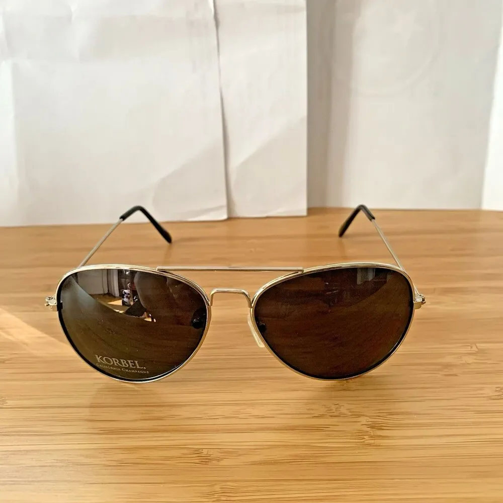 Korbel Champagne Aviator Sunglasses Unisex Black Metal Frame